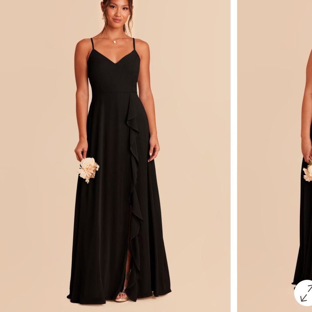 Birdy Grey Black Maxi Dress with Ruffle Front